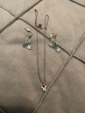 Silver Disney Mickey Necklace & Earring Set
